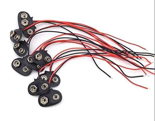 PGSA2Z Snap 9V Battery Clip Connector I Type with Cable -10 Pieces
