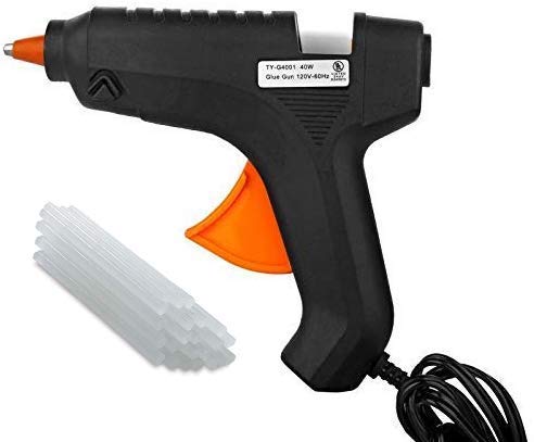 PGSA2Z Hot Melt Glue Gun Kit 40 Watt, Decorations & Furniture Quick Repairs, Black (5 Glue Sticks)