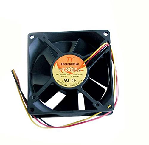PGSA2Z 80x80x25 mm DC 12V Case Fan with PWM, Pressure-optimised, Very quiet motor, Computer, Fan Speed: 2200 RPM RPM - Black/Black | TT-8025A | 0.14AMP |