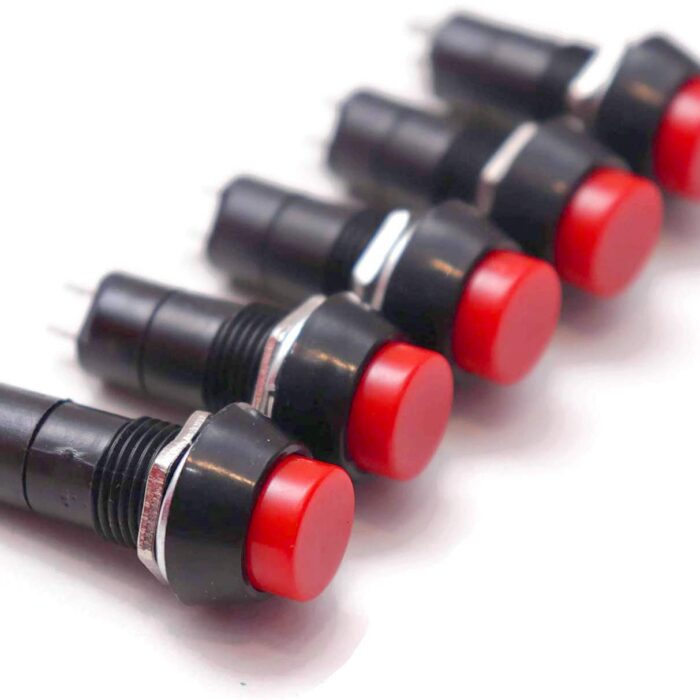 PGSA2Z® 12mm No/Off Momentary Self-locking Latching Push Button Switch Red & Black (Pack of 5)