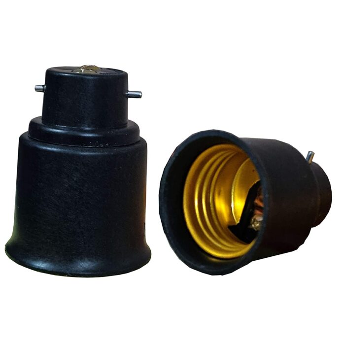 PGSA2Z® B22 To E27 Screw Base Socket Lamp Holder Light Bulb Adapter (White, 2-Piece)