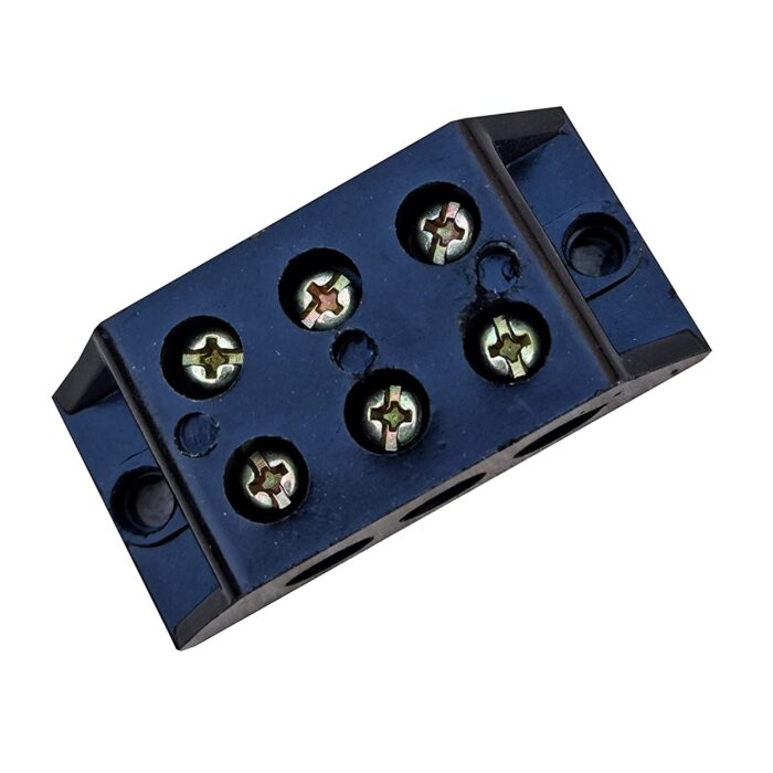 PGSA2Z® Control Panel 30a 3 Way Bakelite Connector Strip Double Row Barrier Black Terminal
