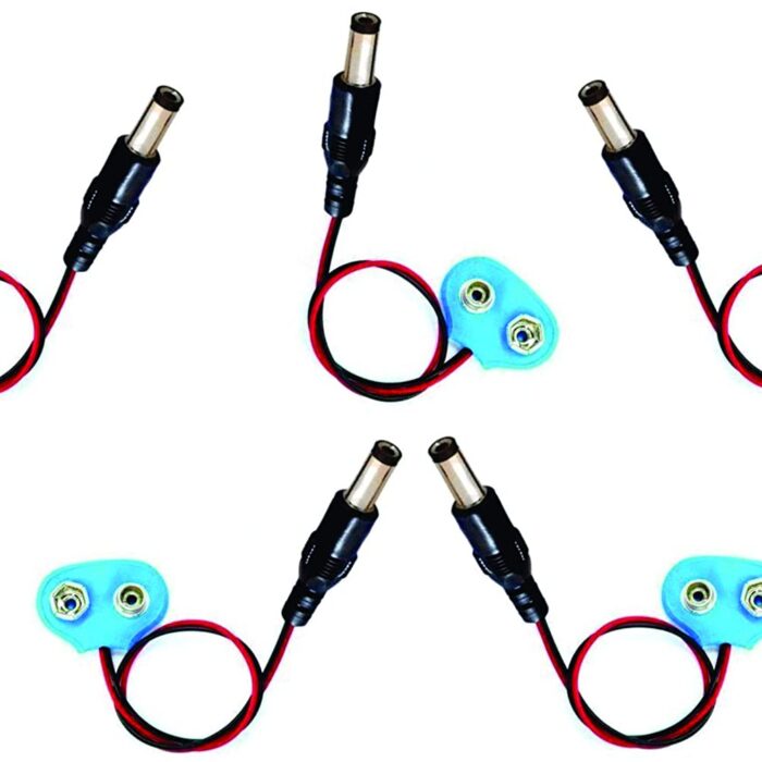 PGSA2Z 9v Battery Snap Cap With Male DC Connector 5 Pieces