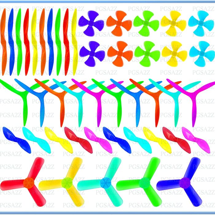 PGSA2Z® Combo Offer 45 Pcs Different Sizes Fan Propeller Micro Dc Motor Propeller For Diy Airplane Science And Education Toys.- Multi Color