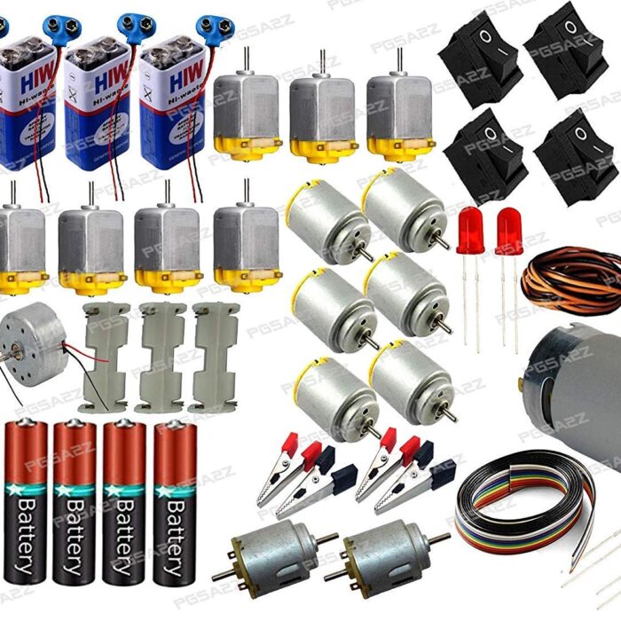 pgsa2z® Dc Motor Kit With Small Electronic And Cylindrical, 3-9v Double Shaft Dc Toy Motor For Projects Diy Activity Science Electronics Kit (Kt0013)- Multi Color