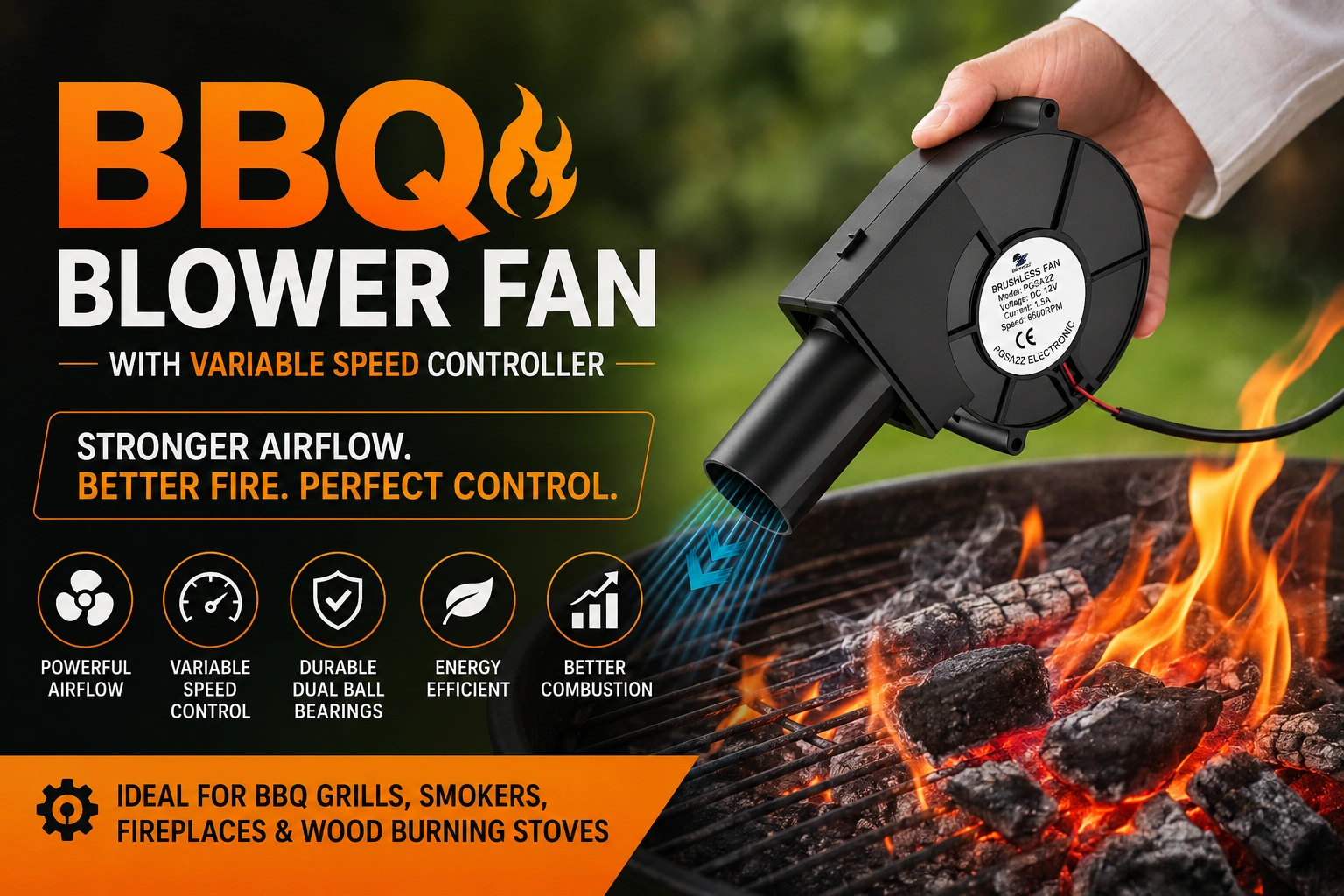 BBQ Blower Fan with variable speed controller by PGSA2Z